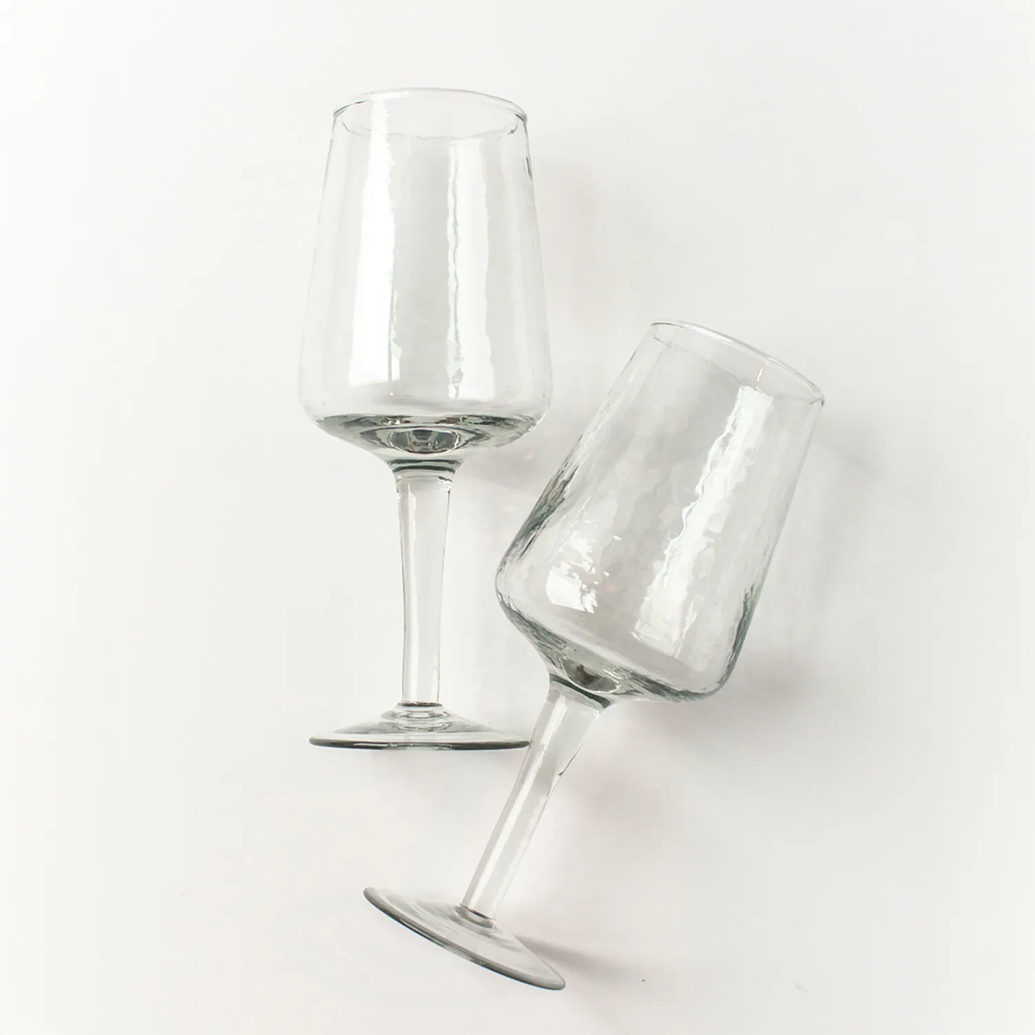 Powered by People Handblown Hammered Wine Glasses, Set of 4