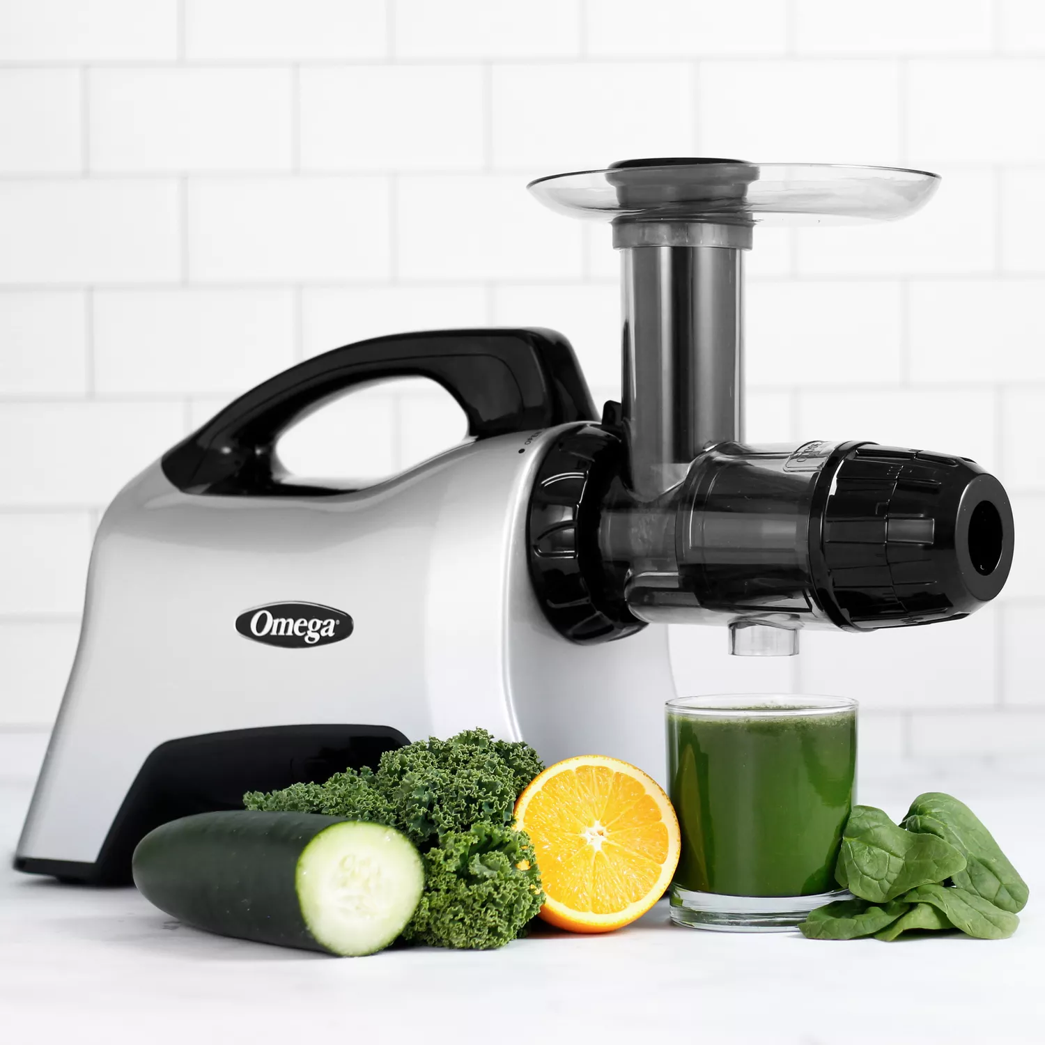 Omega Cold Press Masticating Horizontal Juicer with Nutrition System 3 Stage Augur