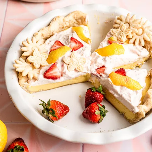 Lemon Cream Pie with Strawberry Whipped Cream
