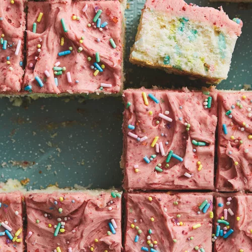 Confetti Cake with Strawberry Frosting
