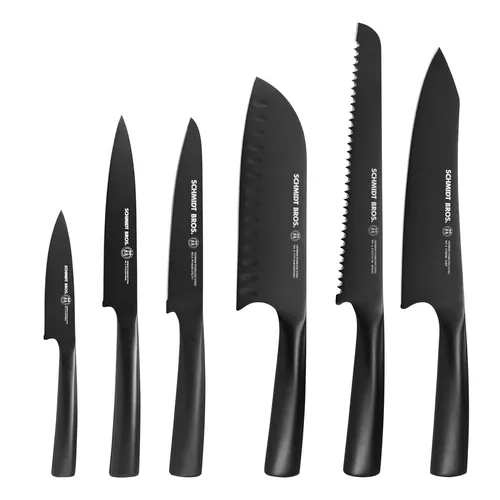 Schmidt Brothers Cutlery Jet Black 7-Piece Knife Block Set