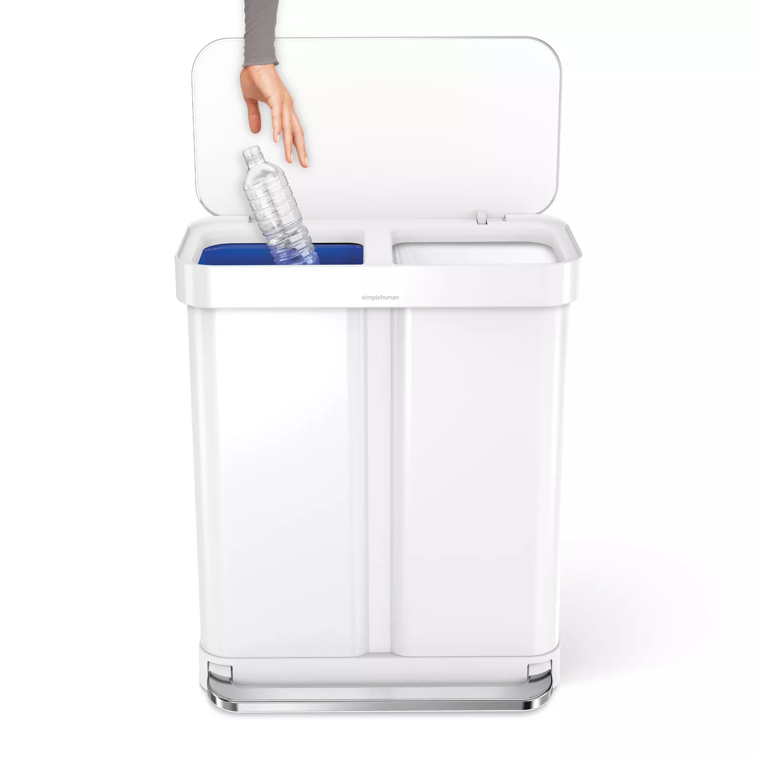 Simplehuman Dual Compartment Rectangular Step Can, 58 L