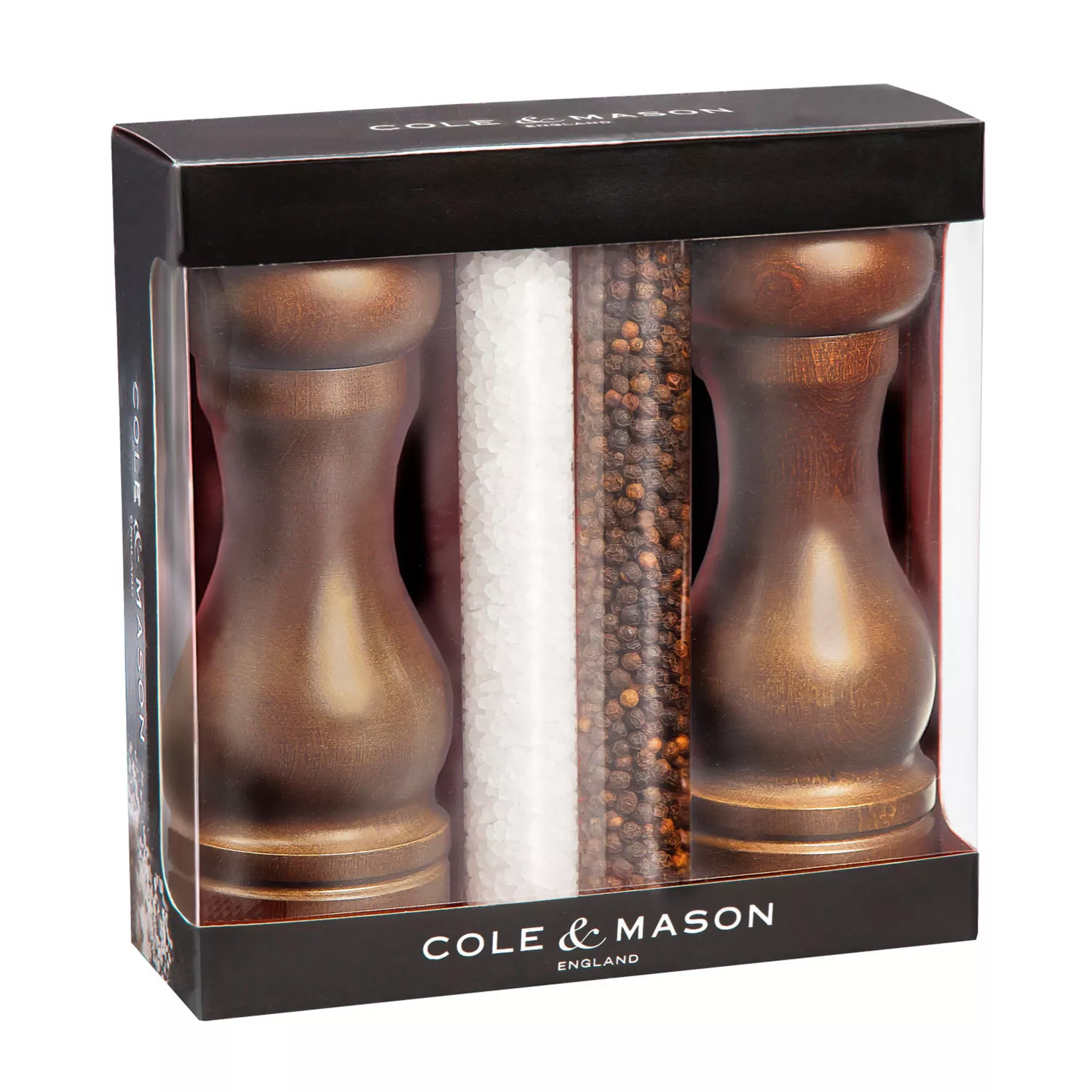 COLE & MASON Derwent Salt and Pepper Grinder Set - Stainless Steel Mills  Include Gift Box, Gourmet Precision Mechanisms and Premium Sea Salt and