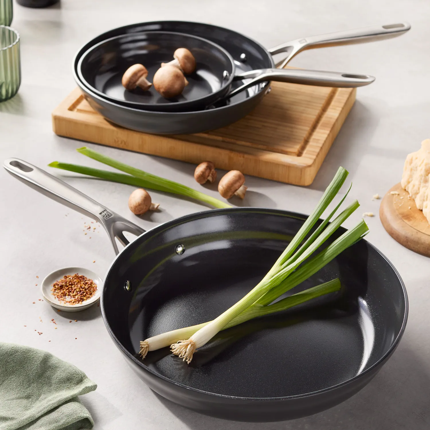 Zwilling Motion Hard-Anodized Nonstick Skillet Set, 8", 10", & 12"