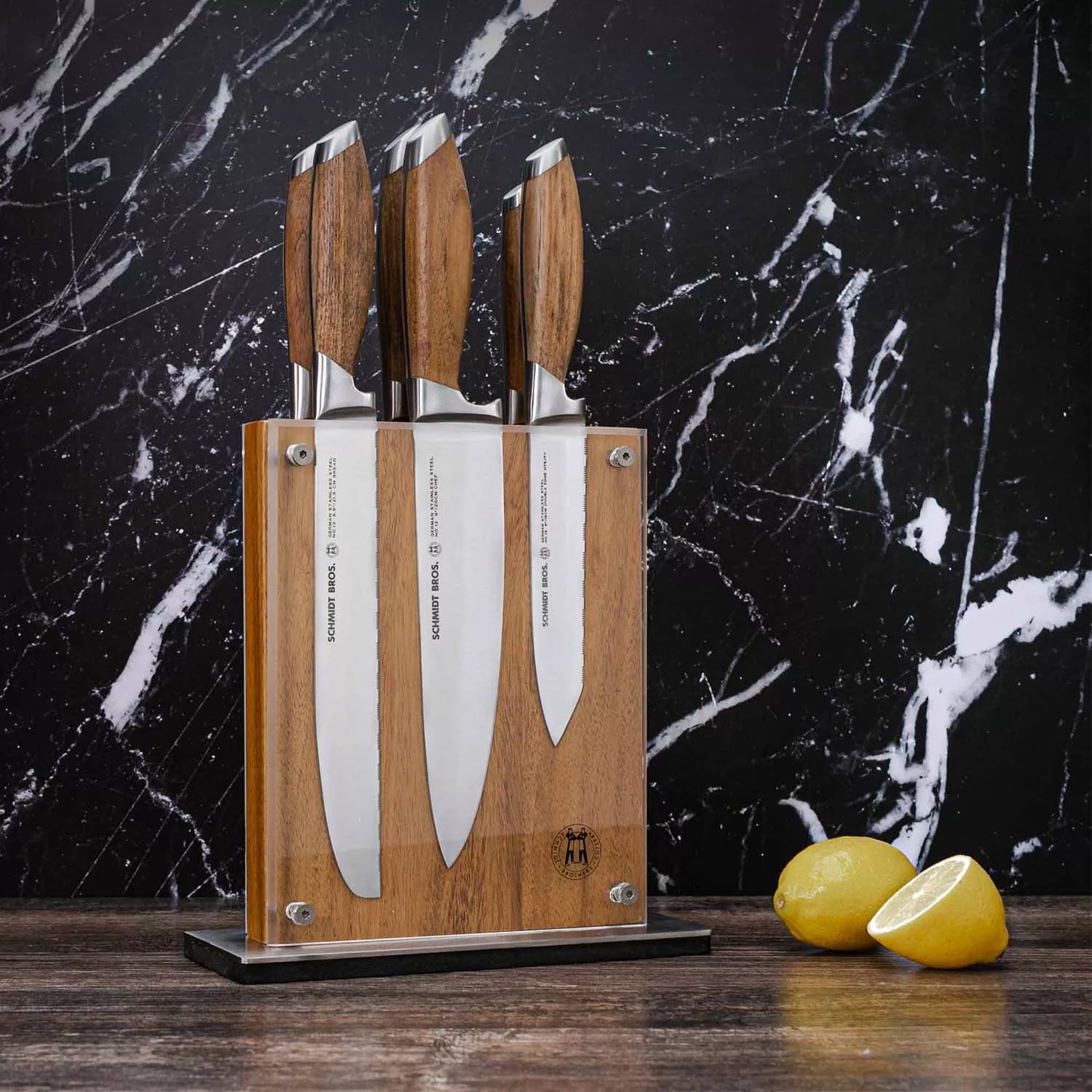 Schmidt Brothers Cutlery Bonded Teak 7-Piece Knife Block Set