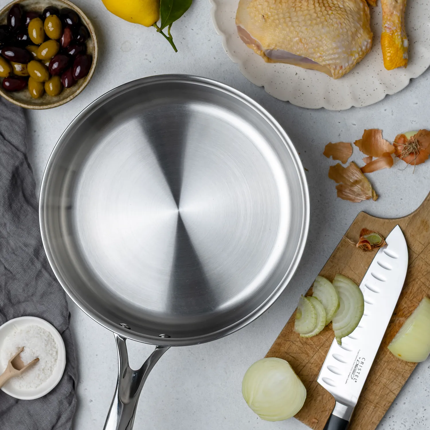 Cristel Castel'Pro Ultraply Professional Stainless Steel Saute Pan
