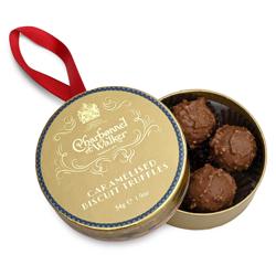 Charbonnel et Walker Caramel Biscuit Truffles with Hanging Bauble, 4 Pieces