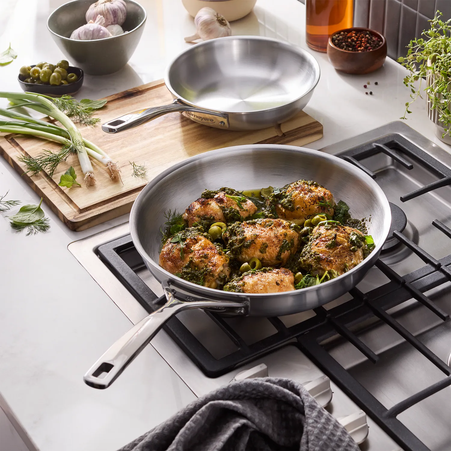Demeyere Essential 5 Stainless Steel Skillet Set, 8" & 11"