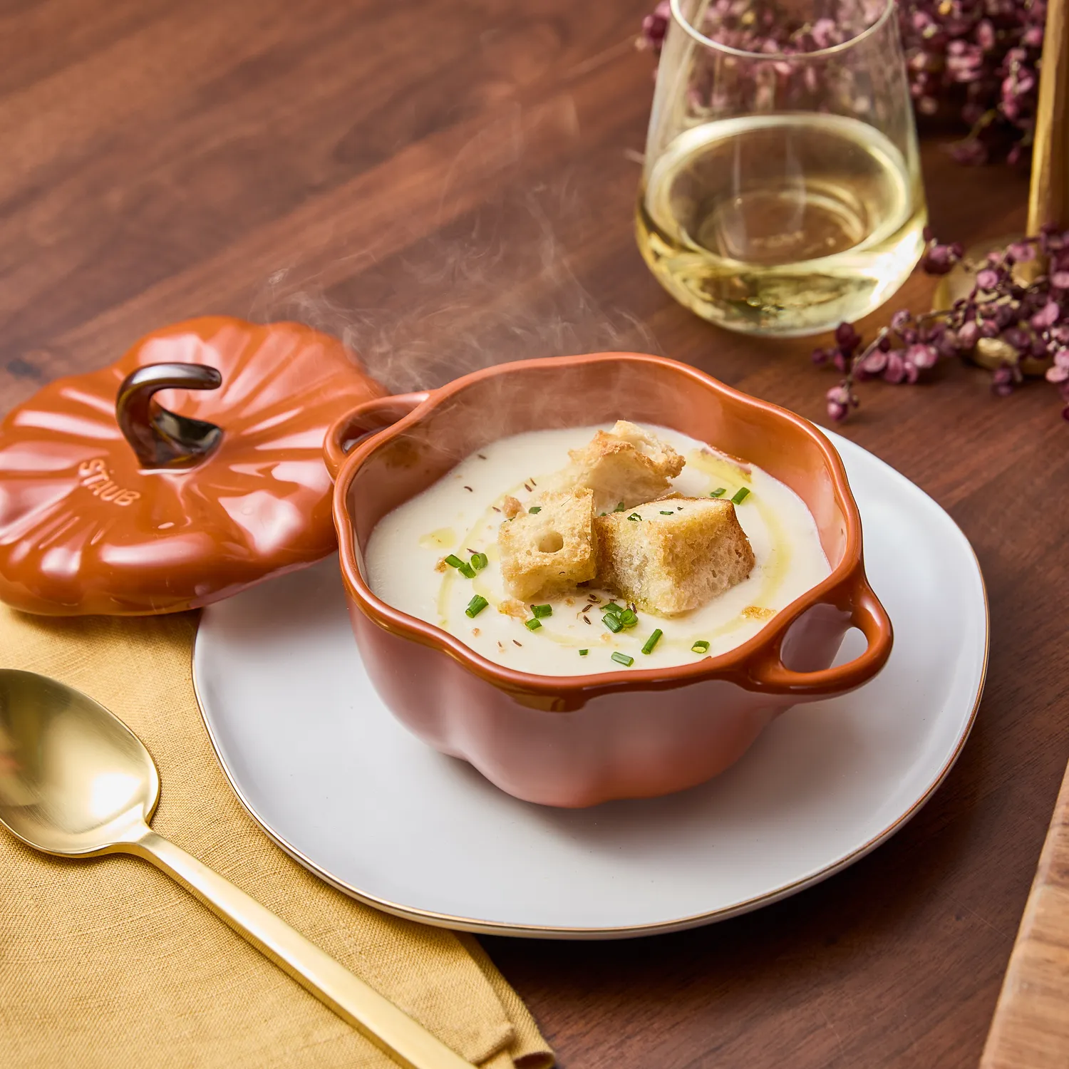 Staub Stoneware Mini Pumpkin Cocotte, .5 qt