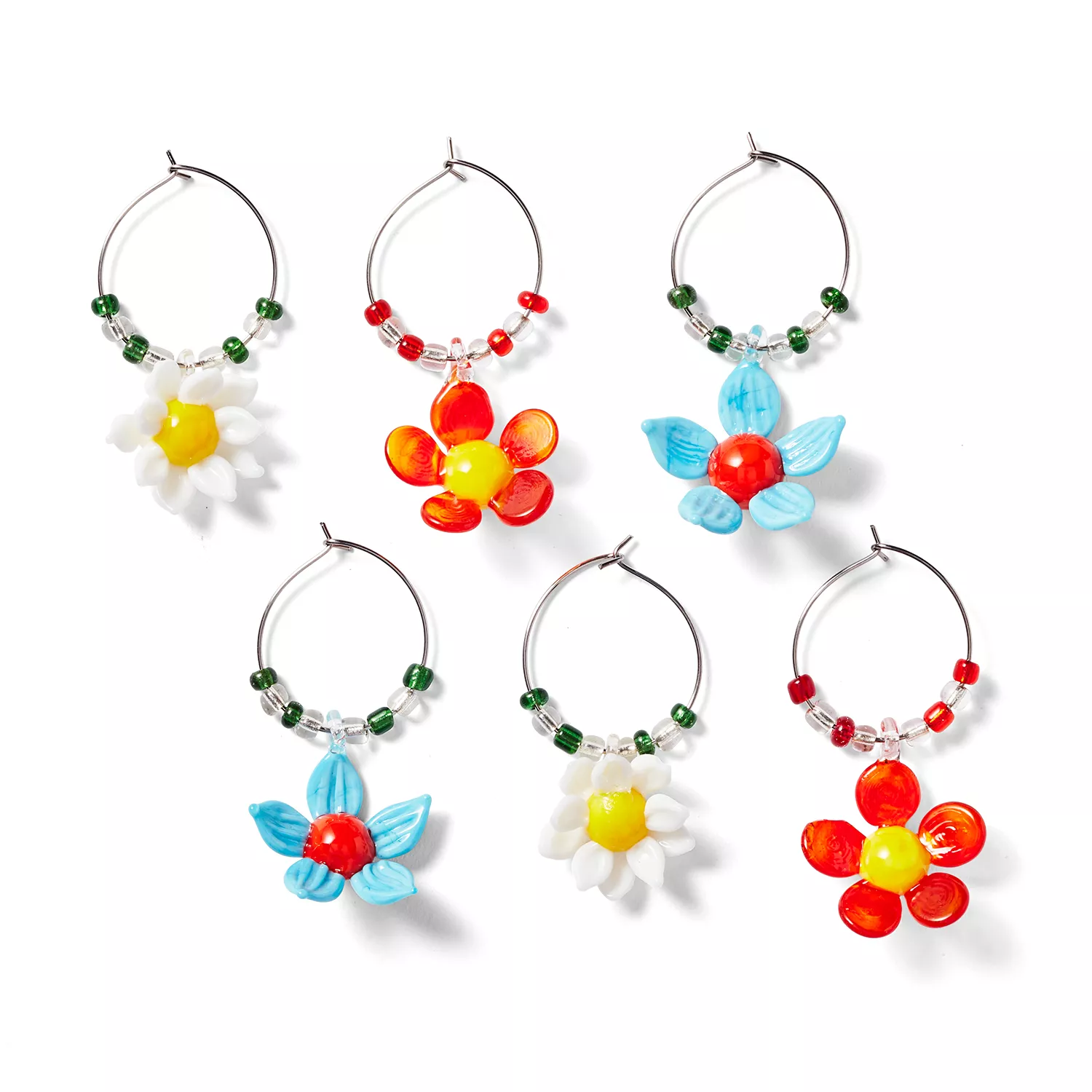 Sur La Table Flower Wine Charms, Set of 6