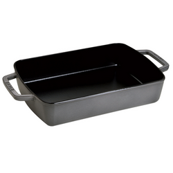 Staub Graphite Baker, 3¼ qt. Staub will not warp like my previous pan, is very easy to clean, withstands very high temperatures, and is a great serving piece