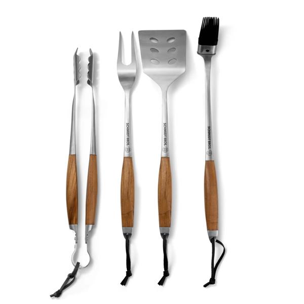 Schmidt Brothers 4-Piece Bonded Teak Grilling Tool Set