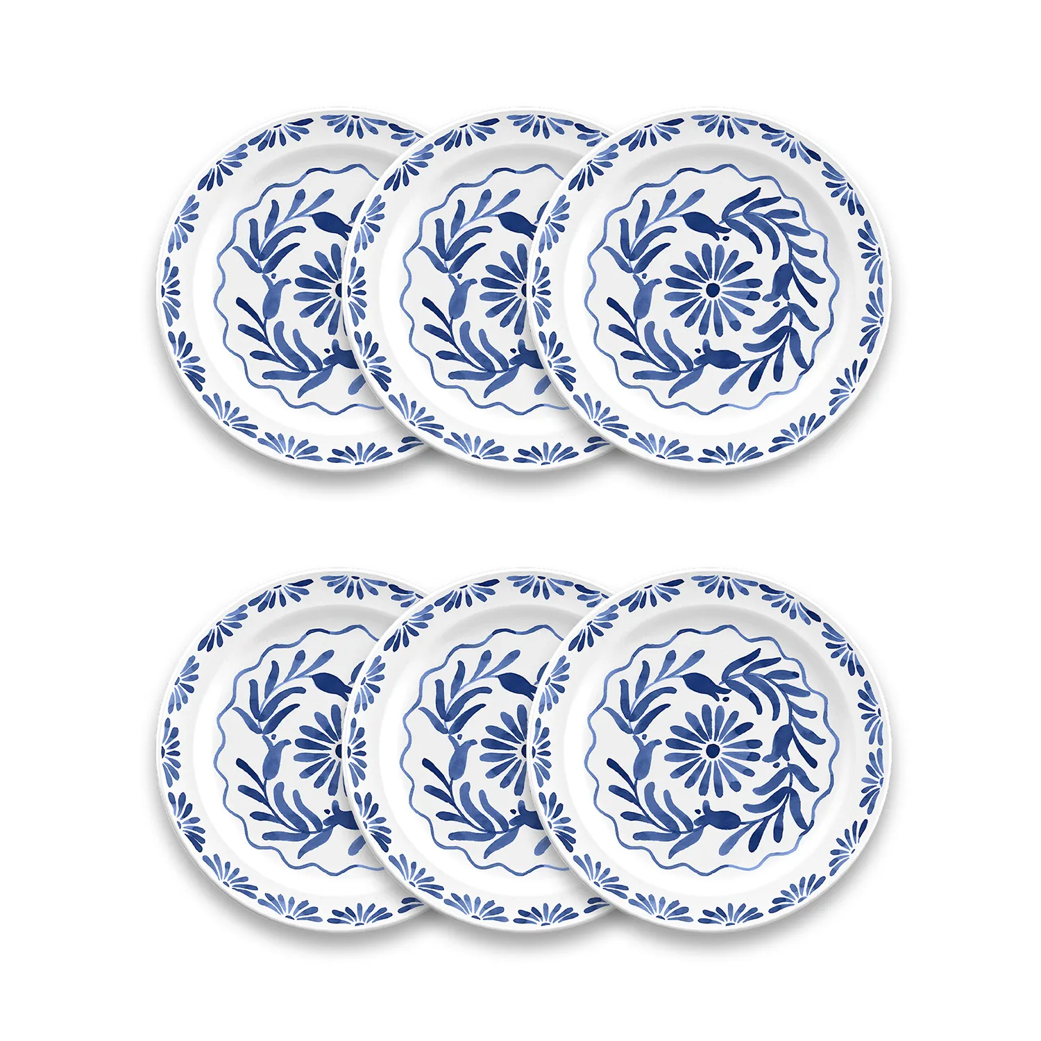 Tar Hong Azul Melamine Salad Plates, Set of 6