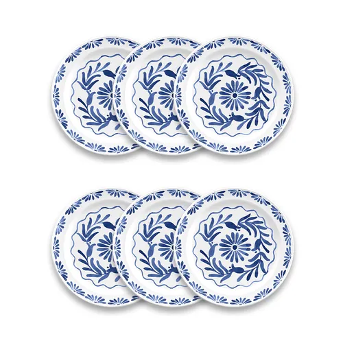 Tar Hong Azul Melamine Salad Plates, Set of 6