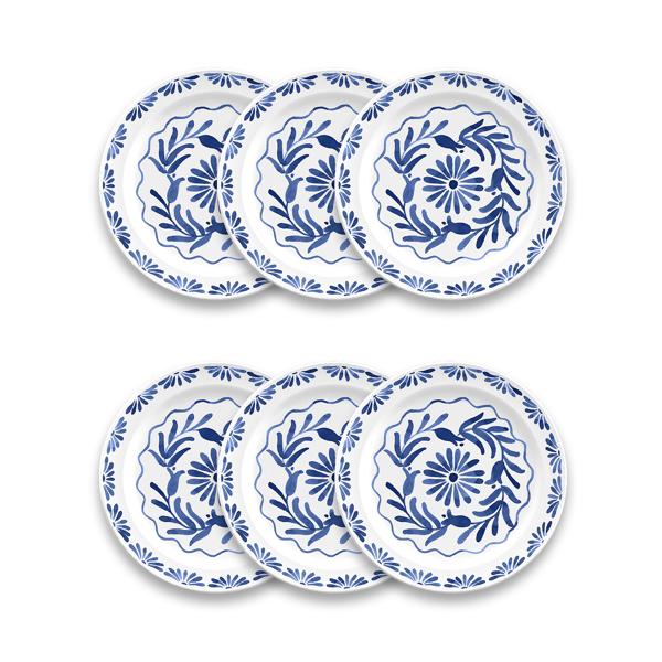 Tar Hong Azul Melamine Salad Plates, Set of 6