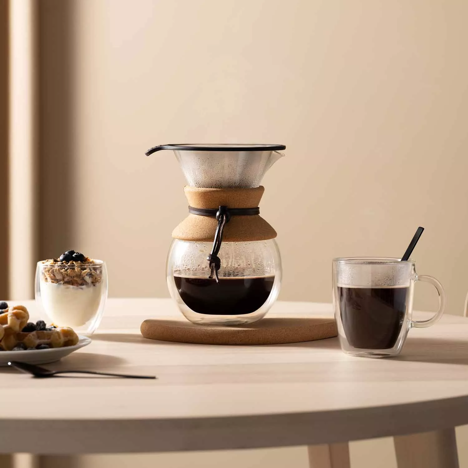 Bodum Pour Over Coffee Maker 8 Cup, Double Wall Cork