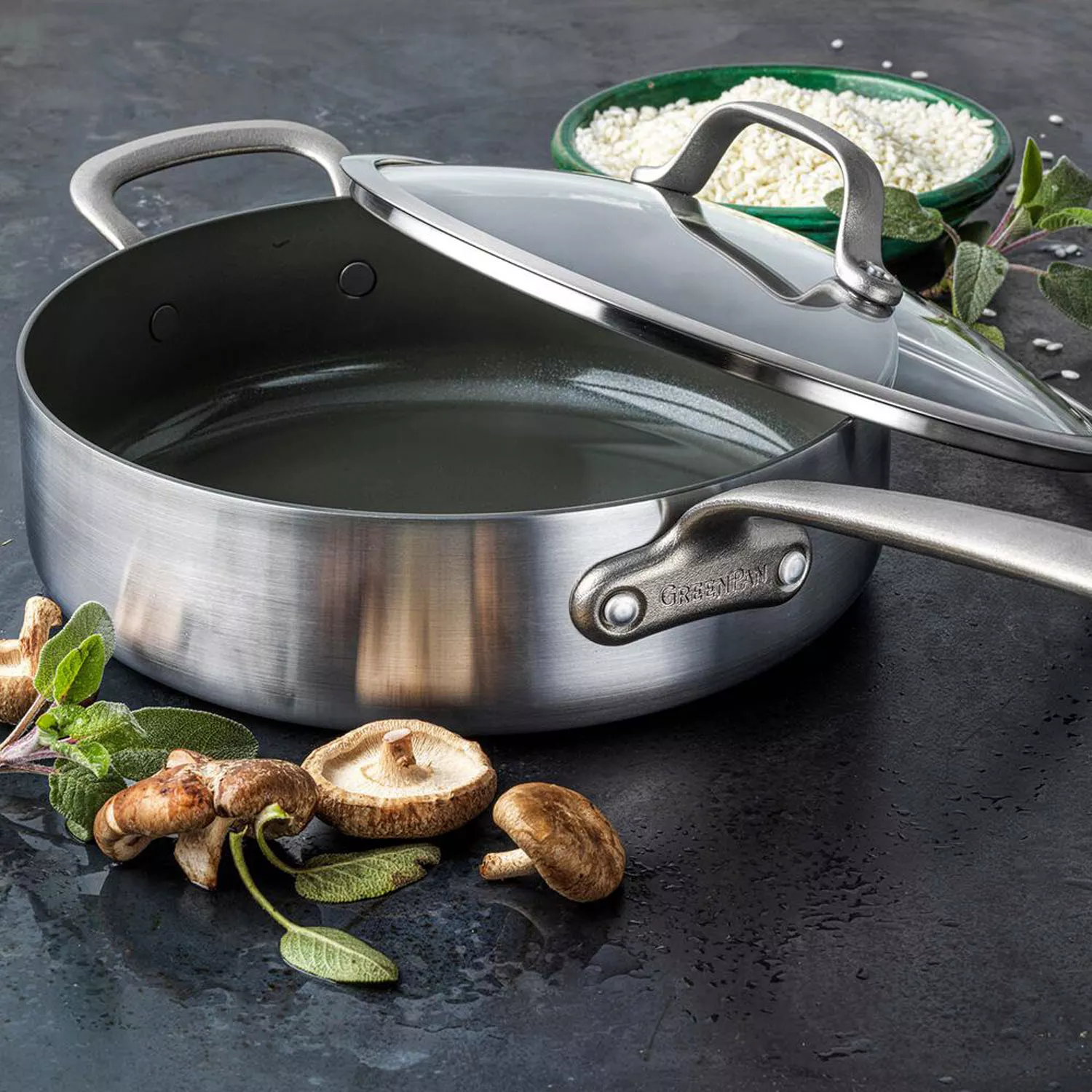 GreenPan Craft Steel Covered Sauté Pan, 4 qt.