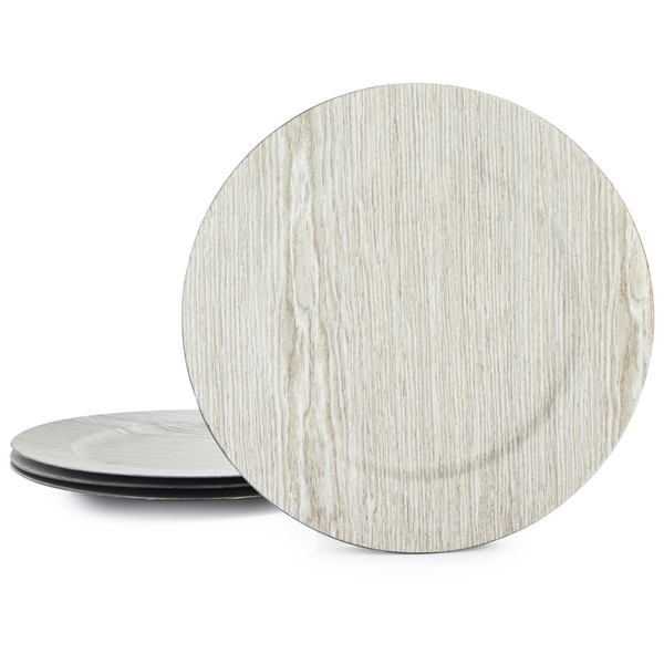 Wood-Grain Chargers, Set of 4