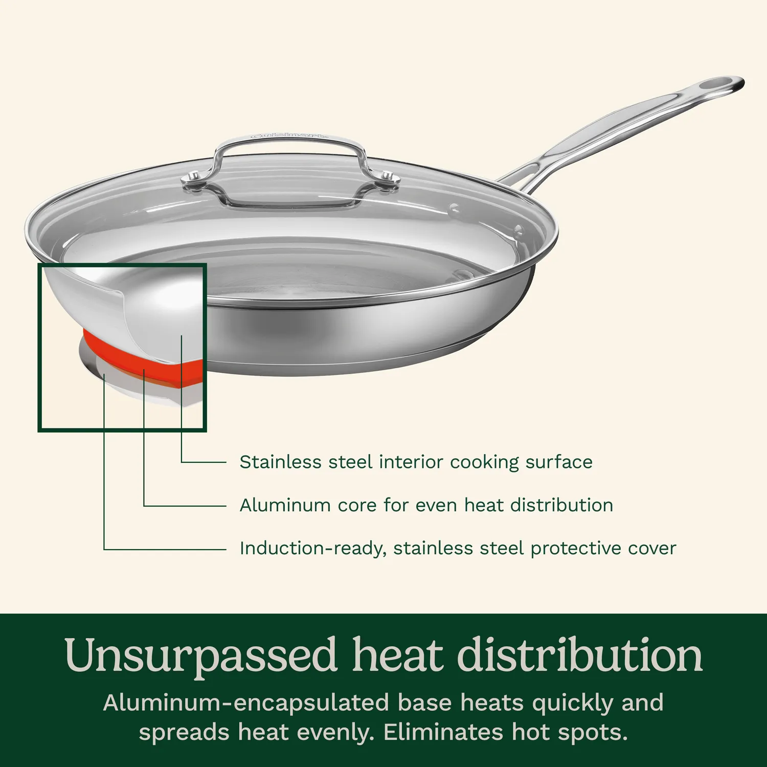 Cuisinart Chef's Classic Stainless Steel Skillet with Lid, 12"