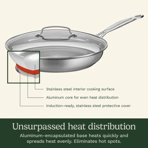 Cuisinart Chef's Classic Stainless Steel Skillet with Lid, 12"