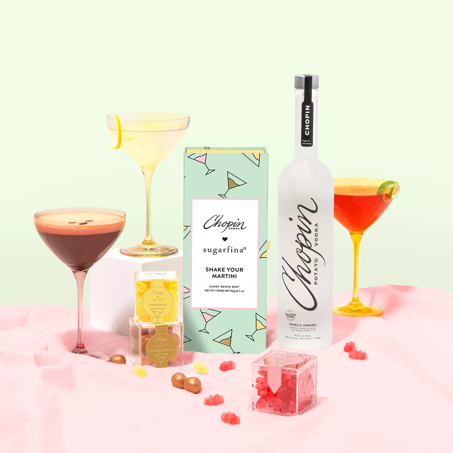 Sugarfina Shake Your Martini Candy Bento Box, Set of 3