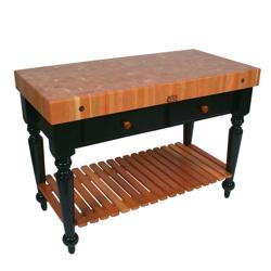 John Boos Cherry End-Grain Butcher Block Table Le Rustica, 48" x 24" x 34.5"
