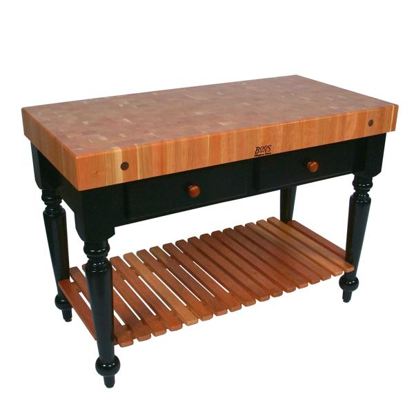 John Boos Cherry End-Grain Butcher Block Table Le Rustica, 48" x 24" x 34.5"