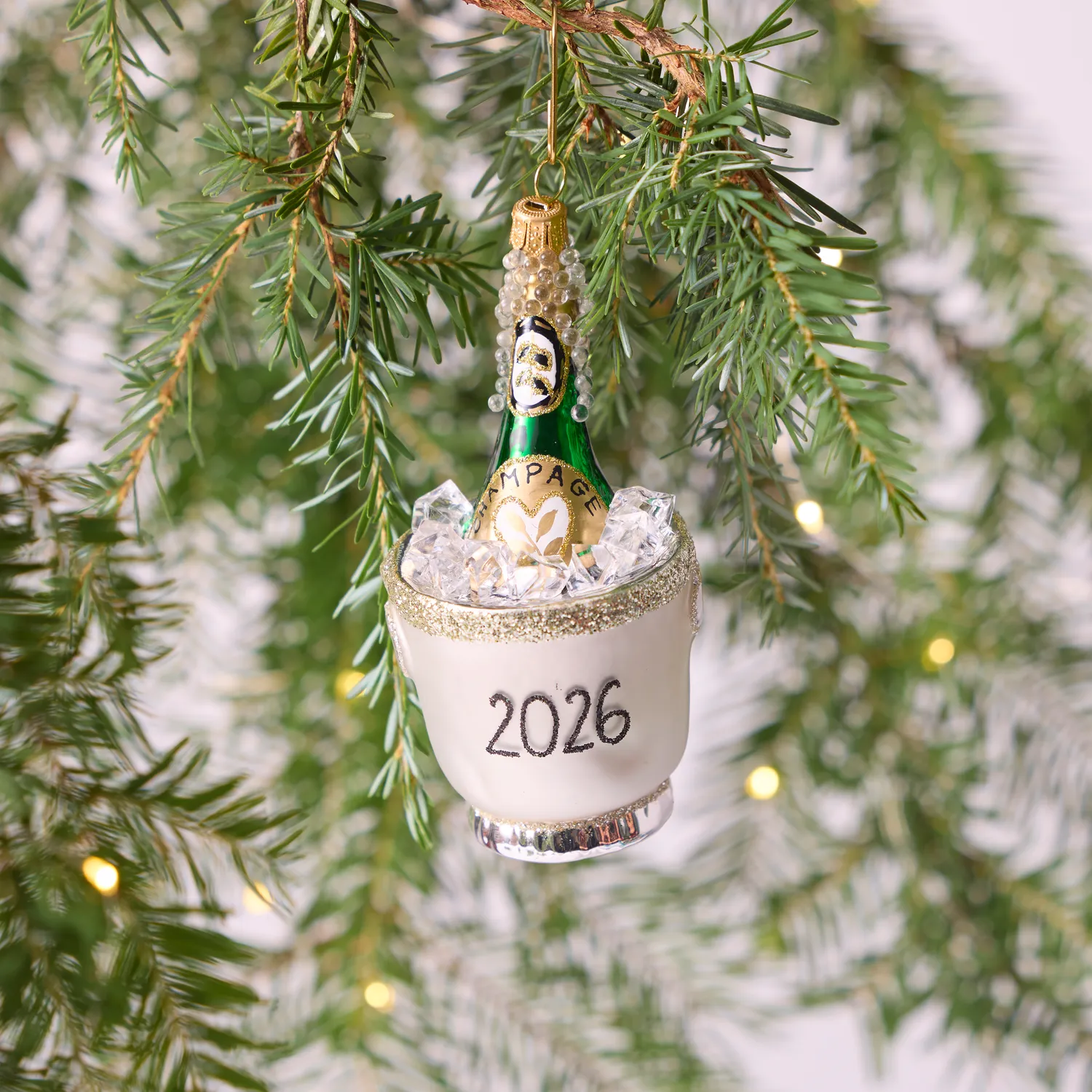 Sur La Table Champagne Over Ice Ornament