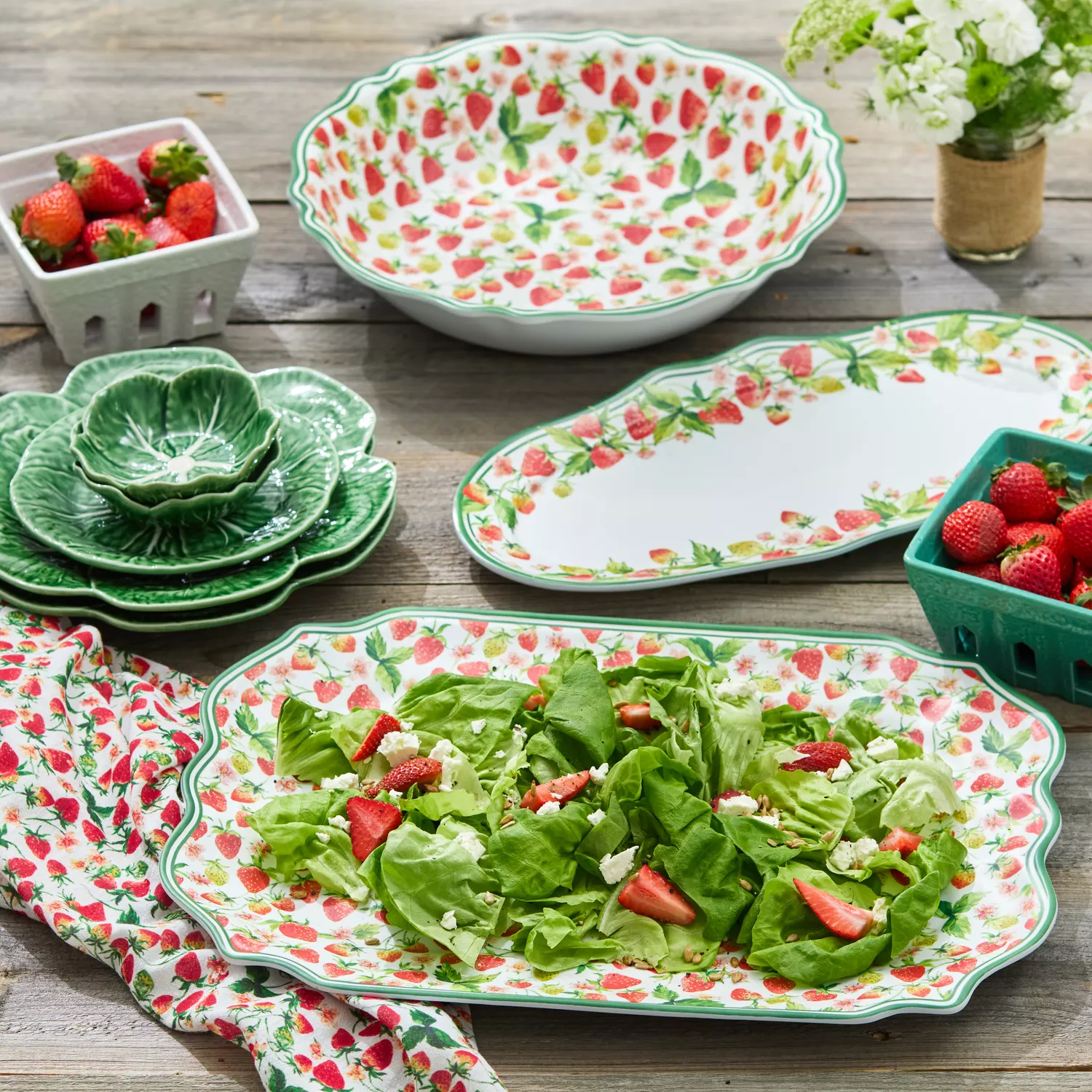 Sur La Table Strawberry Melamine Serve Bowl, 13.75'"