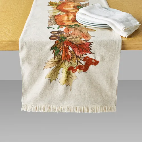 Sur La Table Embroidered Thanksgiving Pumpkin Runner