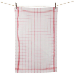Tissage de L&#8217;Ouest Window Pane Red Towels, Set of 2