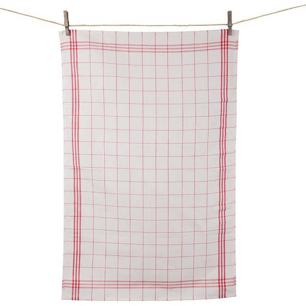 Tissage de L&#8217;Ouest Window Pane Red Towels, Set of 2