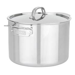 Viking PureGlide Pro 3-Ply Stock Pot with Glass Lid, 8 qt. It cooks evenly every time, and I love that it