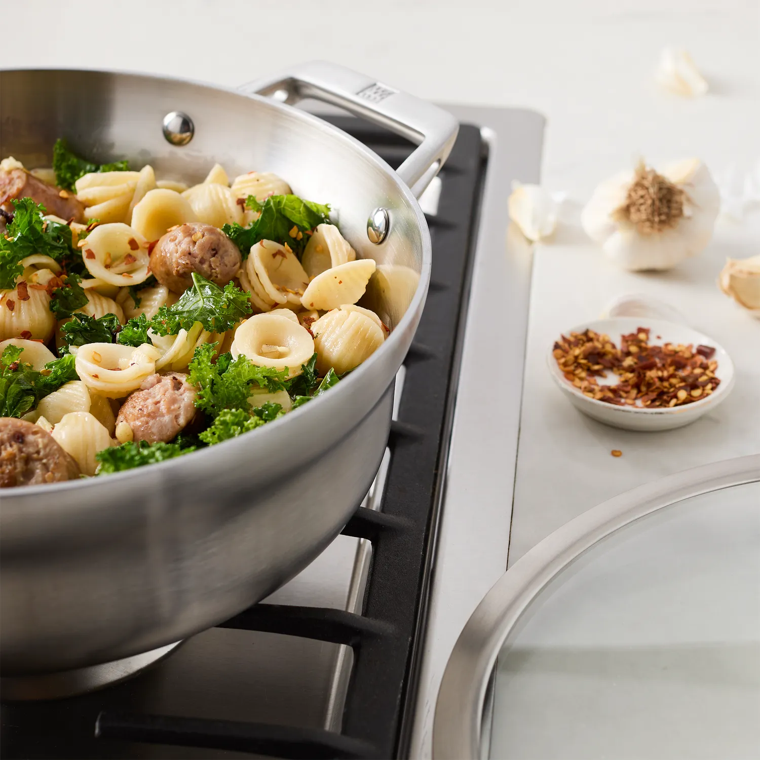 Zwilling Motion Stainless Steel Chef's Pan with Lid, 4 qt.