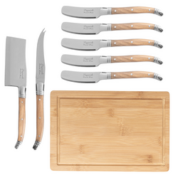 French Home Connoisseur 8-Piece Laguiole Cheese Knife, Spreader & Board Set