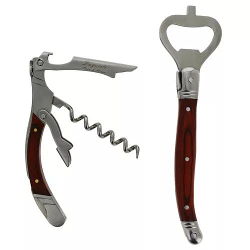 French Home Laguiole Pakkawod Bottle Opener Bar and Corkscrew Set
