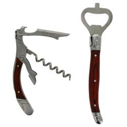 French Home Laguiole Pakkawod Bottle Opener Bar and Corkscrew Set