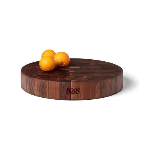 John Boos Walnut End-Grain Reversible Round Chopping Block, 18" x 3"