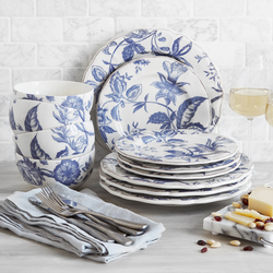 Italian Blue Floral 12-Piece Dinnerware Set