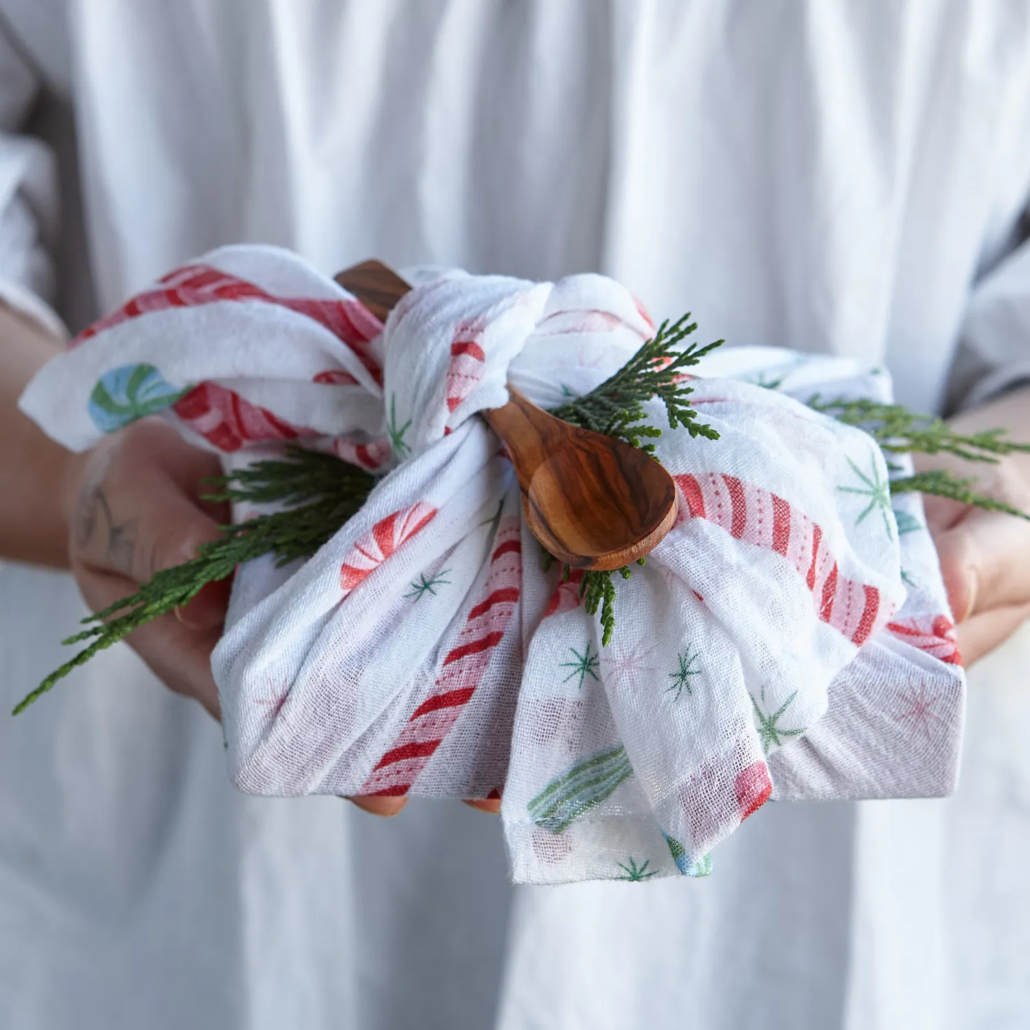 Sur La Table Candy Cane Flour Sack Towels, Set of 3