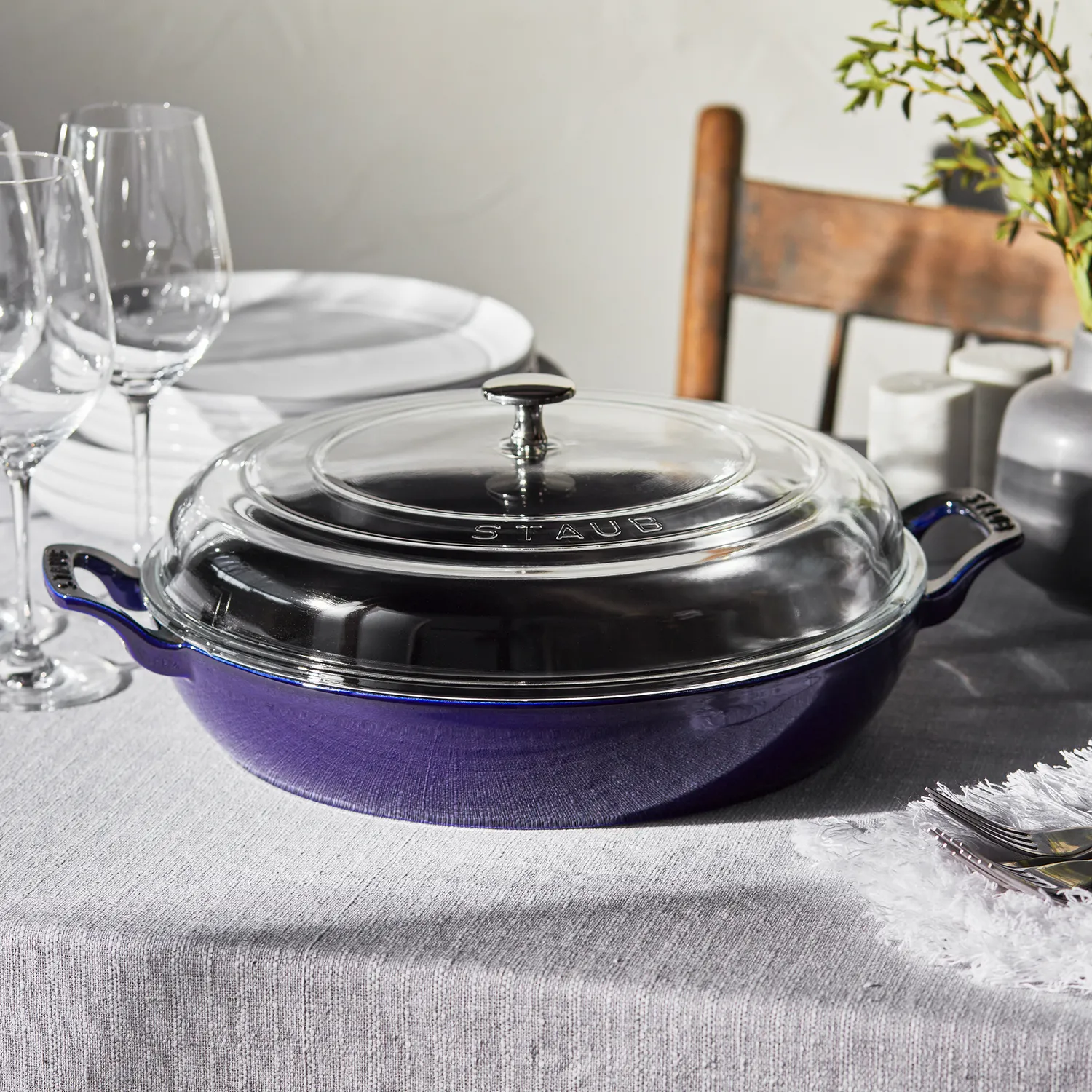 Staub Heritage All-Day Pan with Domed Glass Lid, 3.5 qt.