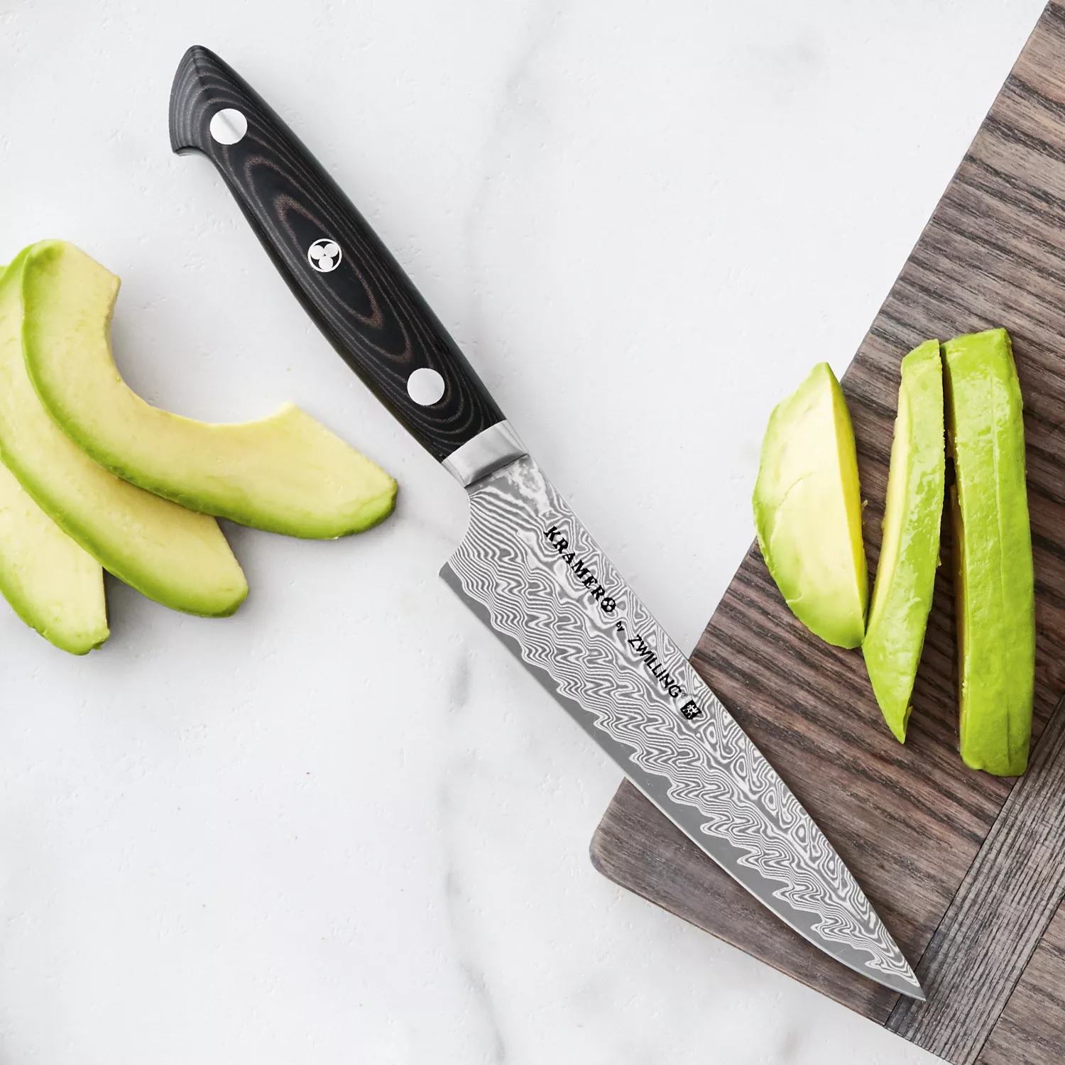 Bob Kramer Stainless Damascus Prep Knife by Zwilling J.A. Henckels, 5.5"