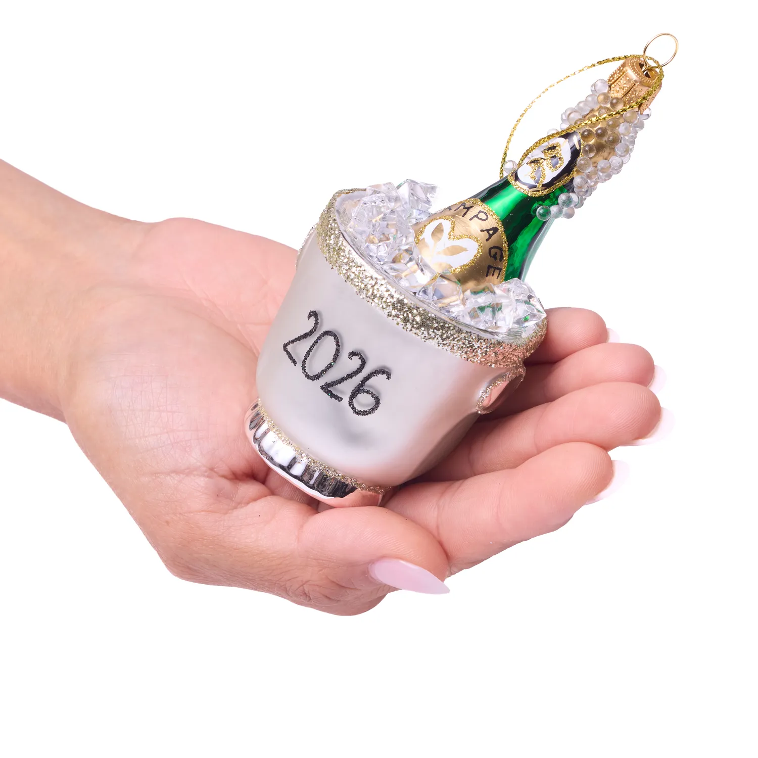 Sur La Table Champagne Over Ice Ornament