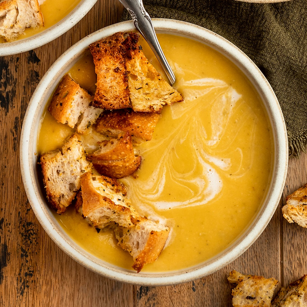 Butternut Squash Apple Soup with Herb Breadcrumbs
