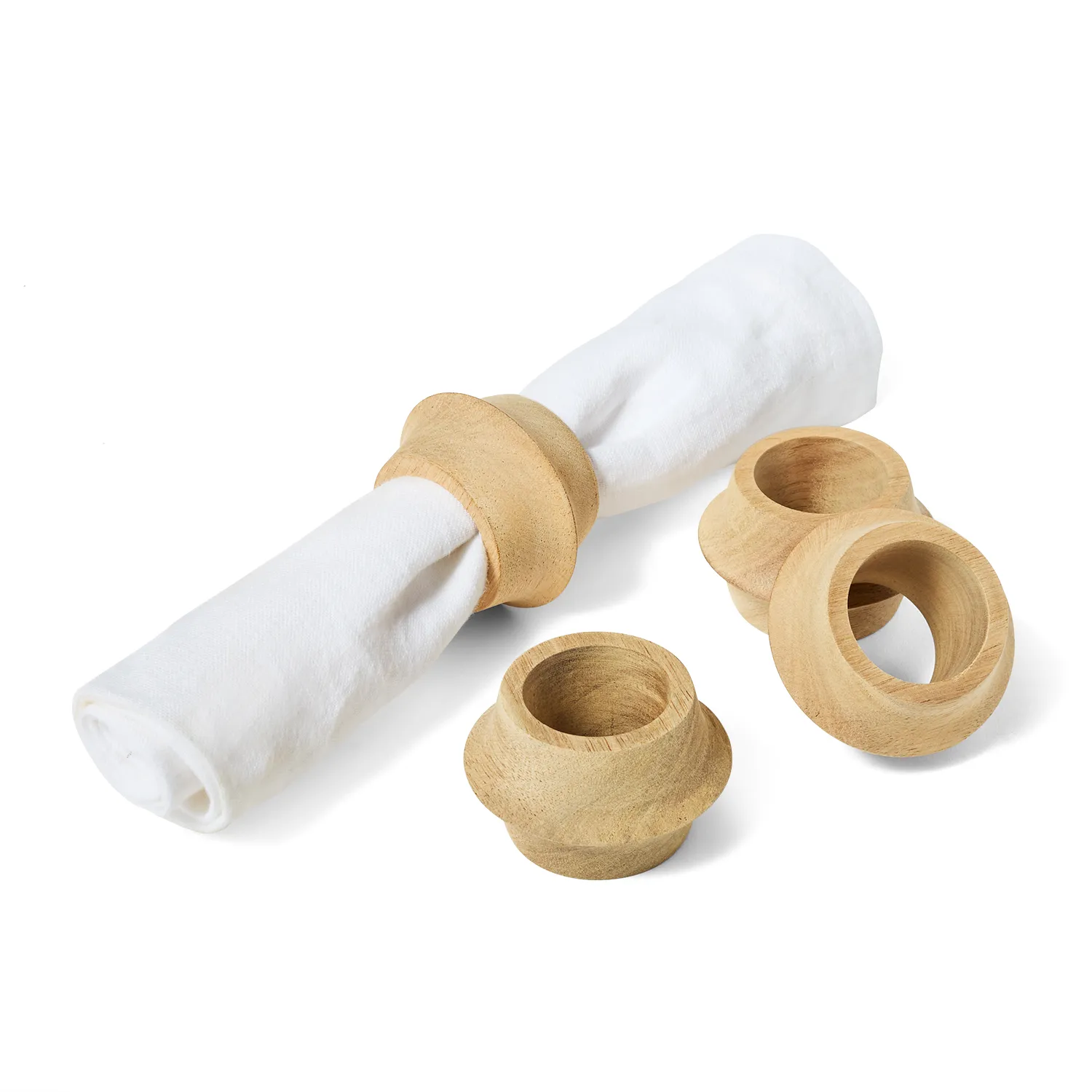 Sur La Table Modern Acacia Wood Napkin Rings, Set of 4