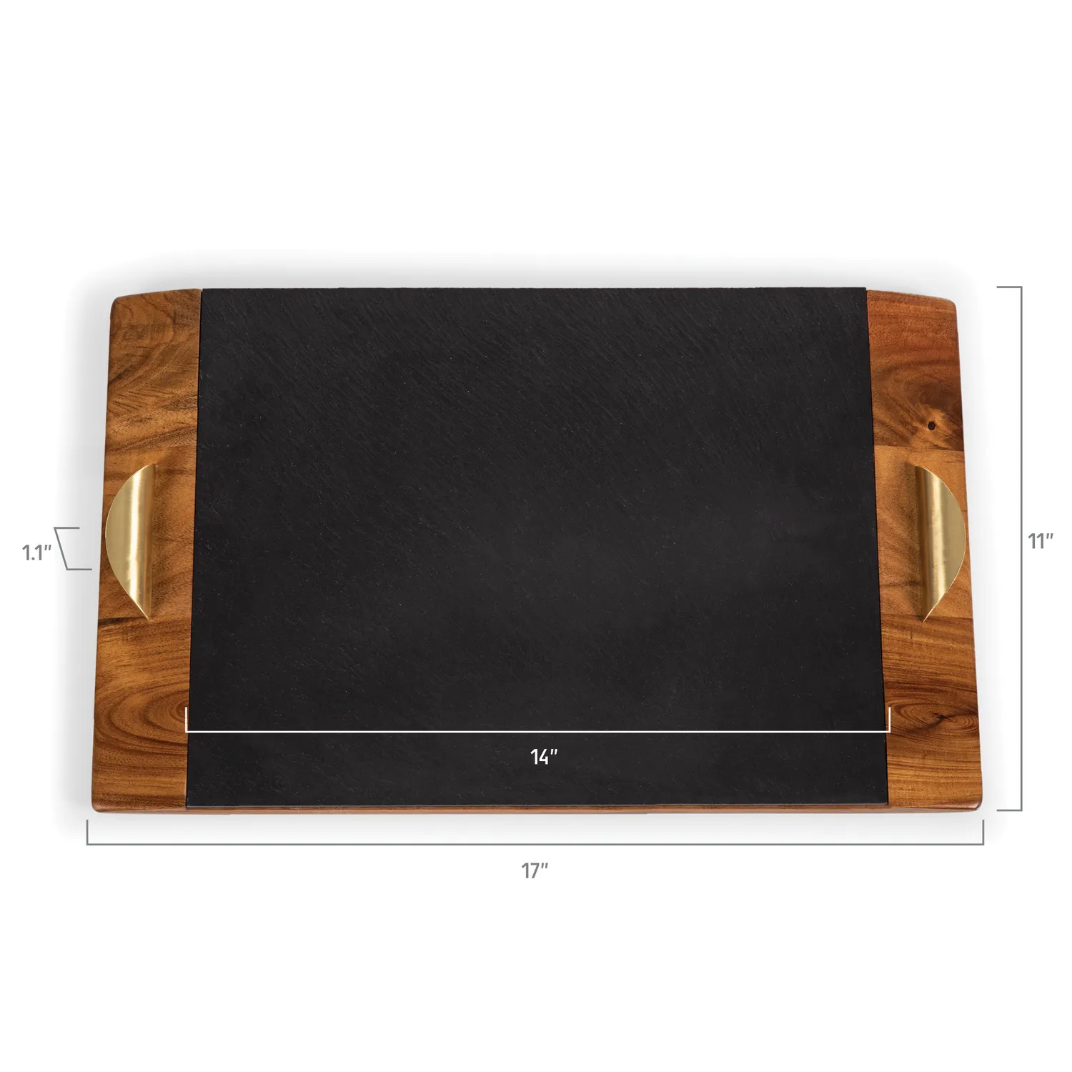 Picnic Time Covina Acacia Wood & Slate Serving Tray