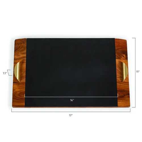 Picnic Time Covina Acacia Wood & Slate Serving Tray