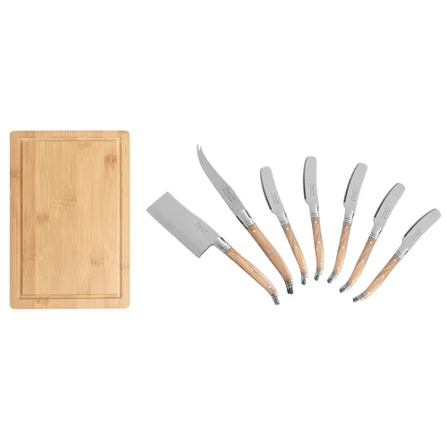 French Home Connoisseur 8-Piece Laguiole Cheese Knife, Spreader & Board Set