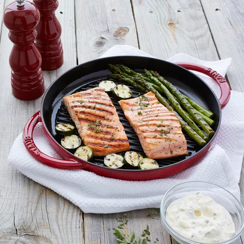 Steam-Grilled Salmon and Vegetables with Tarragon Dip