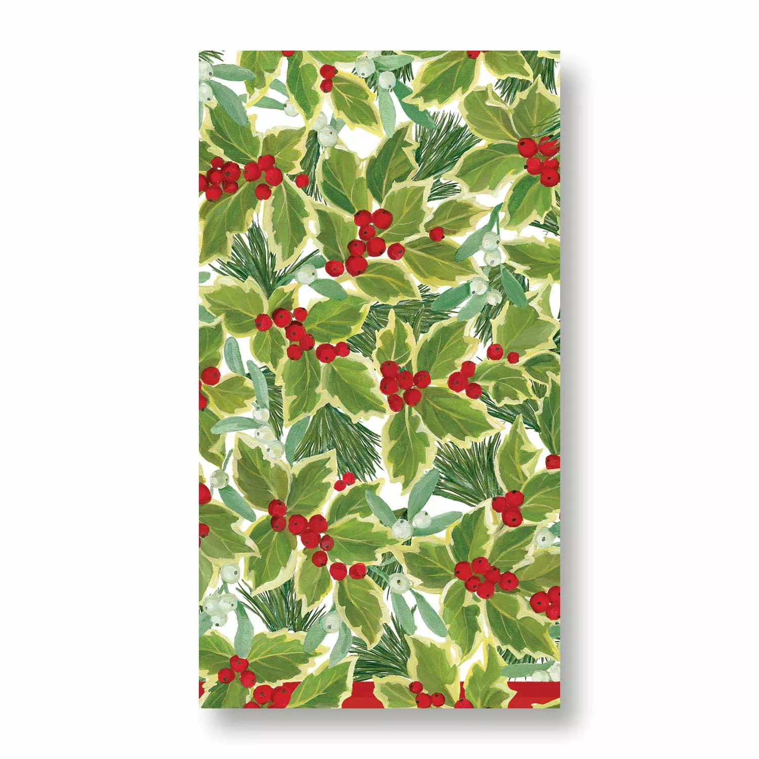 Caspari Holly Mistletoe Guest Napkins, Set of 15